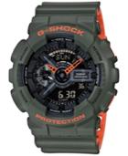 G-shock Men's Analog-digital Green & Orange Resin Strap Watch 55mm Ga110ln-3a