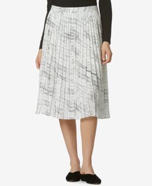 Avec Les Filles Pleated Printed Midi Skirt