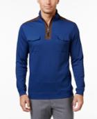 Tasso Elba Men's Quarter-zip Faux Suede-trimmed Sweater, Only At Macy's