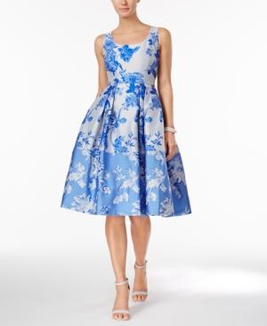 Ivanka Trump Floral-jacquard Fit & Flare Dress