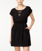 Hippie Rose Juniors' Bar-back Short-sleeve A-line Dress