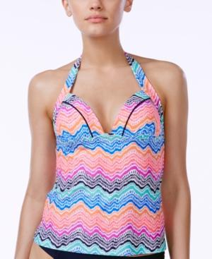 Island Escape La Cinque Terre Glam Printed Halter Tankini Top Women's Swimsuit