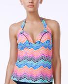 Island Escape La Cinque Terre Glam Printed Halter Tankini Top Women's Swimsuit