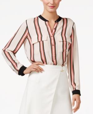 Vince Camuto Striped Split-neck Blouse