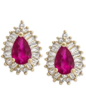 Certified Ruby (1 Ct. T.w.) & Diamond (1/3 Ct. T.w.) Stud Earrings In 14k Gold