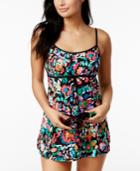Swim Solutions Color Take Floral-print Tummy-control Swimdress Women's Swimsuit