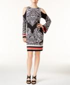 Inc International Concepts Petite Printed Cold-shoulder Dress, Created For Macy's