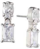 Carolee Silver-tone Crystal Linear Drop Jacket Earrings