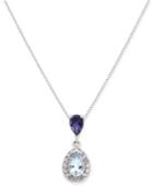 Aquamarine, Iolite And Diamond (1 Ct. T.w.) 18 Pendant Necklace