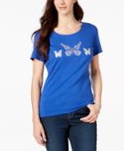 Karen Scott Cotton Butterfly Waltz T-shirt, Created For Macy's