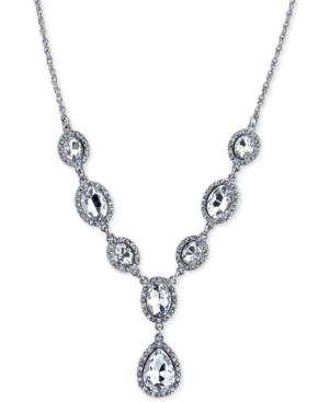 2028 Silver-tone Faceted Stone And Pave Y-neck Necklace, A Macy's Exclusive Style