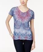 Style & Co. Printed V-neck T-shirt, Only At Macy's
