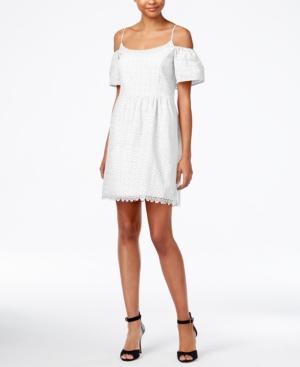 Kensie Off-the-shoulder Eyelet Lace Fit & Flare Dress