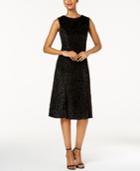 R & M Richards Velvet Fit & Flare Dress