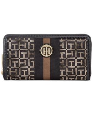 Tommy Hilfiger Lucky Charm Monogram Jacquard Large Zip Around Wallet