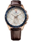 Tommy Hilfiger Men's Sophisticated Sport Brown Croc-embossed Leather Strap Watch 46mm 1791118