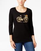Karen Scott Petite Bike Graphic Top, Only At Macy's