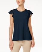 Charter Club Petite Flutter-sleeve Top, Only At Macy's