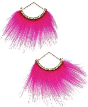 Betsey Johnson Xox Dreamworks Trolls Faux-fur Fan Earrings, Only At Macy's