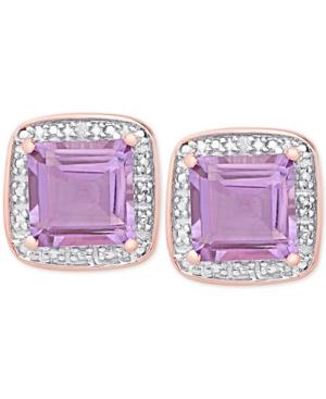 Victoria Townsend Amethyst (3-1/3 Ct. T.w.) And Diamond Accent Square Stud Earrings In 18k Rose Gold-plated Sterling Silver