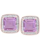 Victoria Townsend Amethyst (3-1/3 Ct. T.w.) And Diamond Accent Square Stud Earrings In 18k Rose Gold-plated Sterling Silver