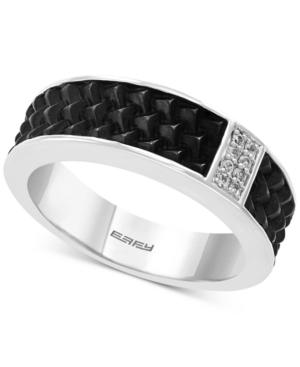 Effy Men's White Sapphire Accent Textured Ring In Sterling Silver & Black Rhodium-plate