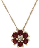 Ruby (9/10 Ct. T.w.) & White Topaz (1/6 Ct. T.w.) 18 Pendant Necklace In 14k Gold