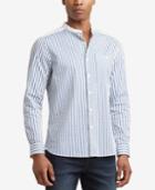 Kenneth Cole New York Men's Stripe Band-collar Pocket Shirt
