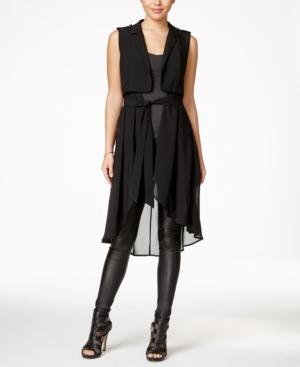 Material Girl Juniors' Belted Flyaway Vest, Only At Macy's