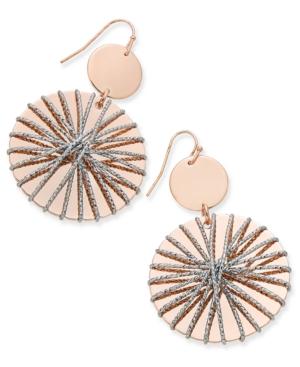 Thalia Sodi Two-tone Wire Wrapped Drop Disc Earrings, Only At Macy's