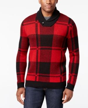 Club Room Men's Shawl-collar Plaid Sweater, Only At Macy's