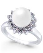 Charter Club Silver-tone Imitation Pearl And Crystal Flower Statement Ring, Only At Macy's