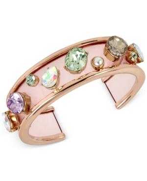 Betsey Johnson Rose Gold-tone Multicolor Stone Cuff Bracelet