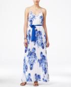 B Darlin Juniors' Printed Pleated Maxi Dress