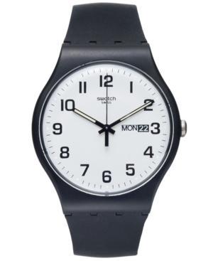 Swatch Watch, Unisex Swiss Twice Again Black Silicone Strap 41mm Suob705