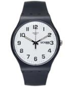 Swatch Watch, Unisex Swiss Twice Again Black Silicone Strap 41mm Suob705