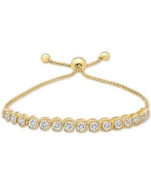 Lab-created White Sapphire (3-7/8 Ct. T.w.) Bolo Bracelet In 14k Gold-plated Sterling Silver