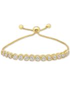 Lab-created White Sapphire (3-7/8 Ct. T.w.) Bolo Bracelet In 14k Gold-plated Sterling Silver