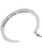 Bcbgeneration Silver-tone Trusting Loyal Faithful Jet Crystal Charm Message Cuff Bracelet