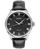 Seiko Men's Dress Automatic Black Leather Strap Watch 42mm Srpa97