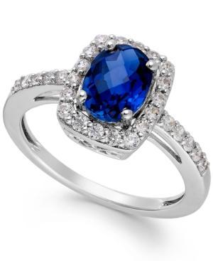 Diffused Sapphire (1-3/8 Ct. Tw.) And White Sapphire (1/2 Ct. Tw.) Ring In Sterling Silver