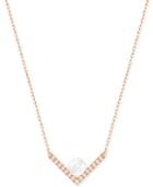 Swarovski Rose Gold-tone Imitation Crystal Pearl And Pave Collar Necklace