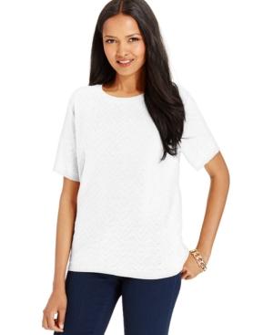 Alfred Dunner Textured Chevron Short-sleeve Sweater