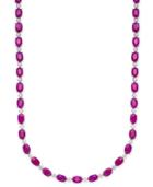 Certified Ruby (20 Ct. T.w.) & White Sapphire (1/2 Ct. T.w.) Collar Necklace In Sterling Silver