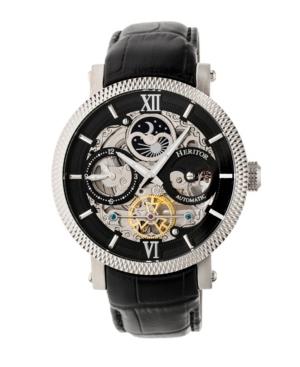 Heritor Automatic Aries Silver & Black & Black Leather Watches 43mm