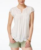 Lucky Brand Embroidered Eyelet Top