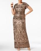 Betsy & Adam Plus Size Sequined Gown