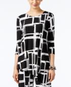 Alfani Geo-print High-low Tunic Top, Only At Macy's