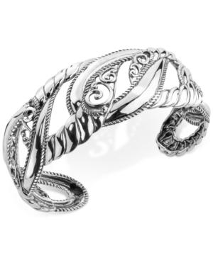 Filigree Openwork Cuff Bracelet In Sterling Silver