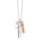 Unwritten Cz Constellation Capricorn Zodiac Pendant Necklace With Two-tone Silver Plated Charms On Sterling Silver Chain, 18